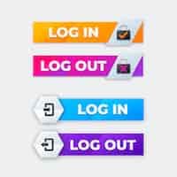 Free vector gradient login and logout buttons icons