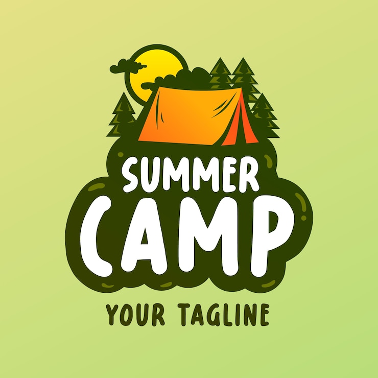 Free Vector gradient logo template for summer camp