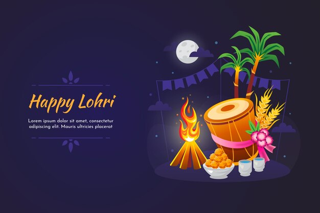 Gradient lohri festival celebration background