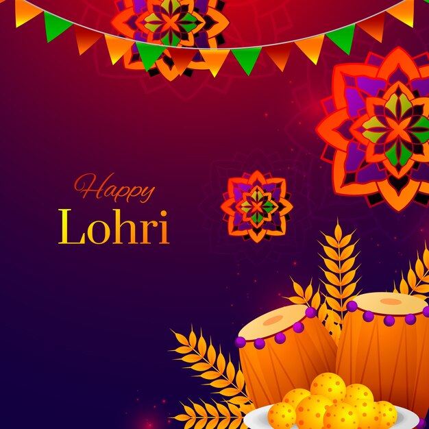 Gradient lohri illustration