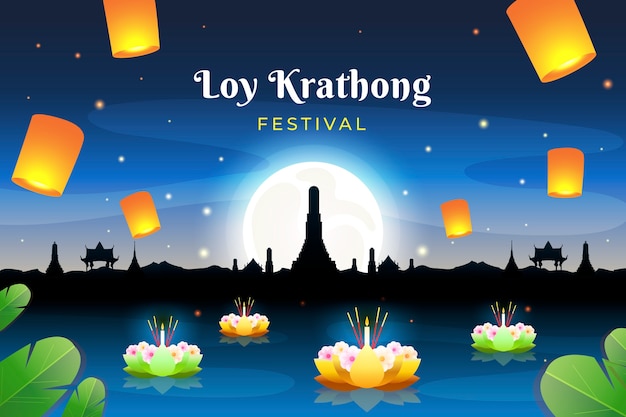 Vettore gratuito sfondio gradiente loy krathong