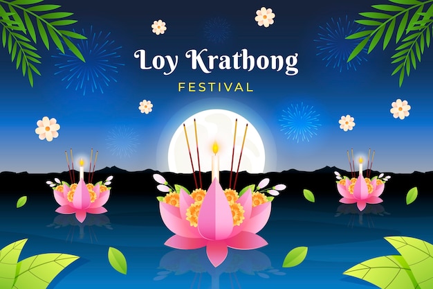 Gradient loy krathong background