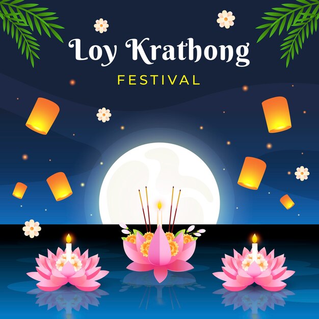 Gradient loy krathong illustration