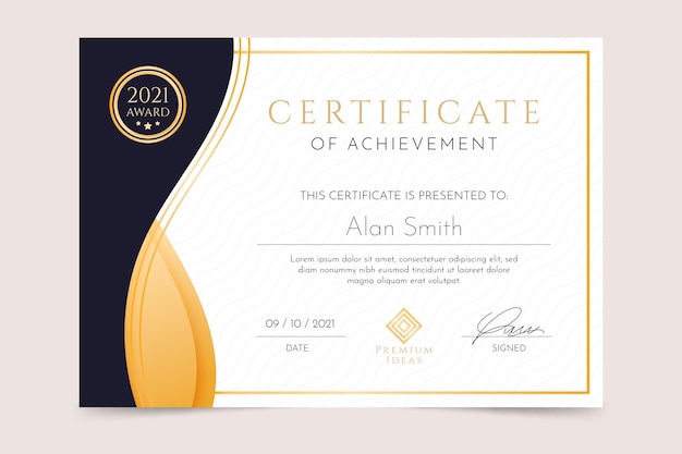 Gradient luxury certificate of achievement