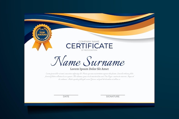 Gradient luxury certificate template