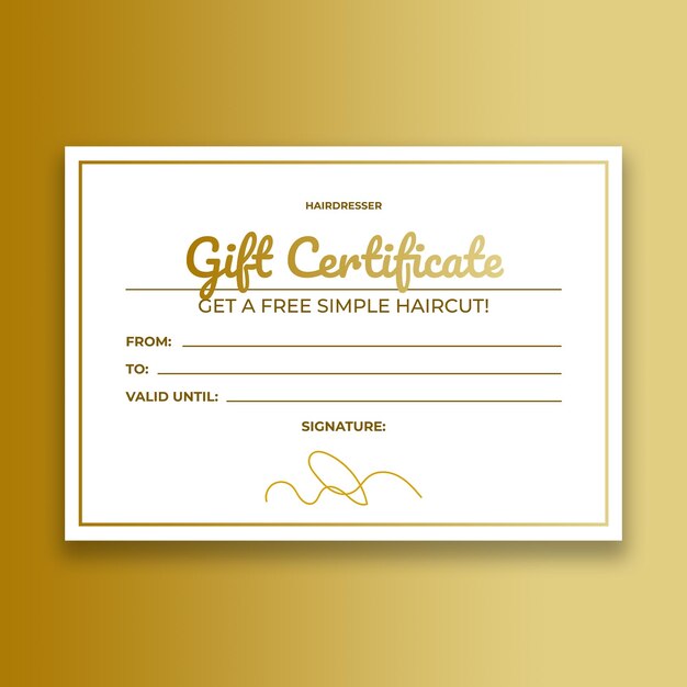 gradient luxury gold hair salon gift certificate