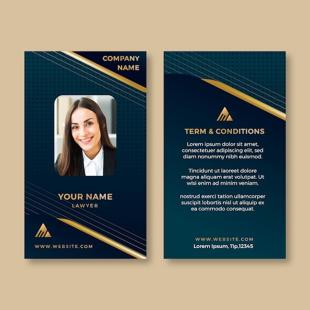 Free vector gradient luxury law firm id card