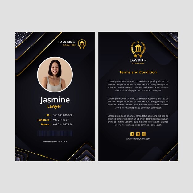 Gradient luxury law firm id template