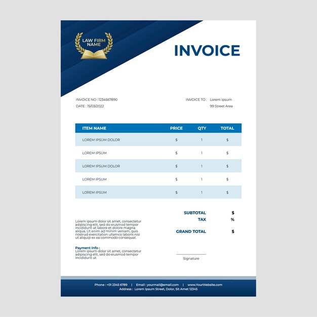 グラデーション高級法律事務所の請求書テンプレート