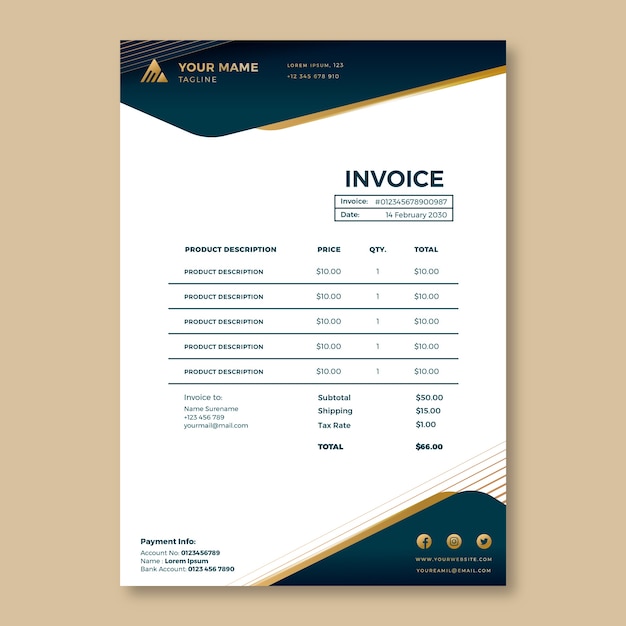 Free vector gradient luxury law firm invoice template