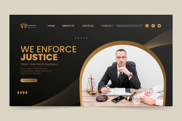Free vector gradient luxury law firm landing page template