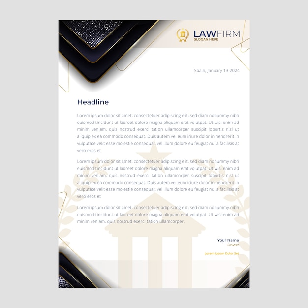 Free vector gradient luxury law firm letterhead template