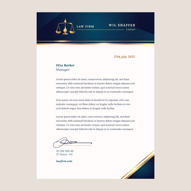 Gradient luxury law firm letterhead