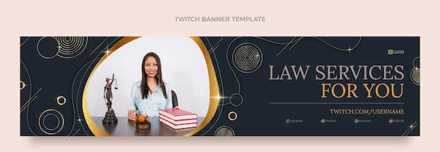Шаблон баннера градиентной роскошной юридической фирмы twitch