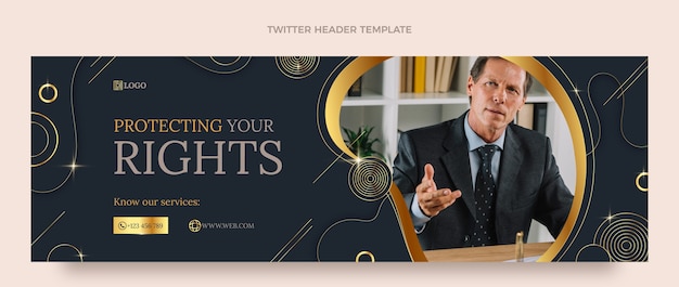 Gradient luxury law firm twitter header template