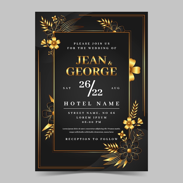 Free vector gradient luxury wedding  invitation