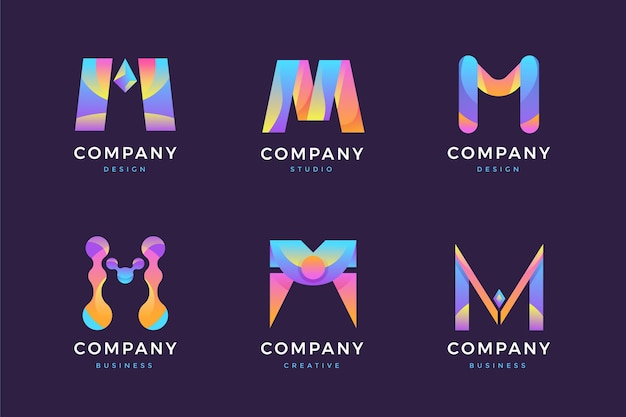 Бесплатное векторное изображение Коллекция логотипов градиент м