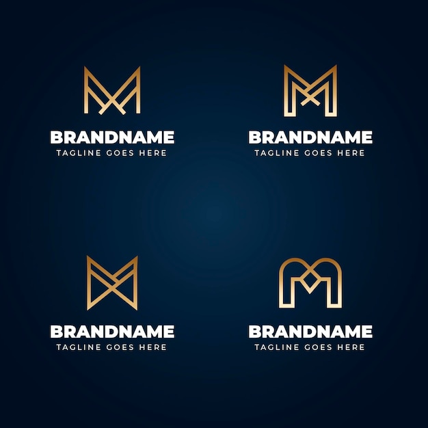 Gradient m logo template collection