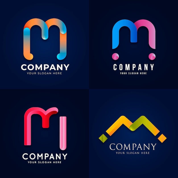 Gradient m logo template collection