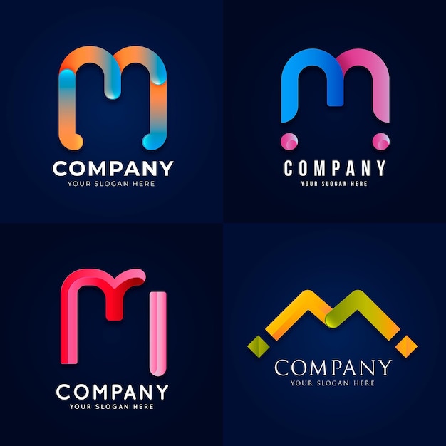 Коллекция шаблонов логотипов gradient m