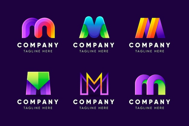 Free vector gradient m logo template collection