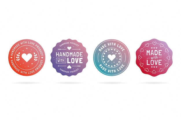 Free vector gradient made with love badge set