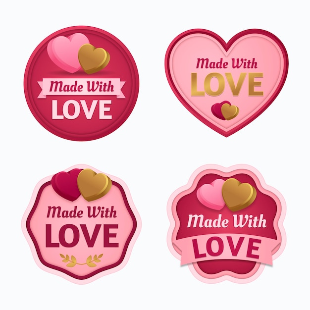 Free vector gradient made with love labels