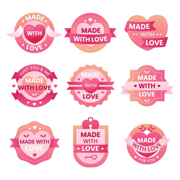 Free vector gradient made with love labels