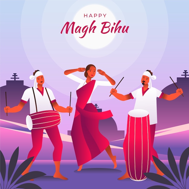 Free vector gradient magh bihu illustration