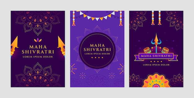 Free vector gradient maha shivratri greeting cards collection