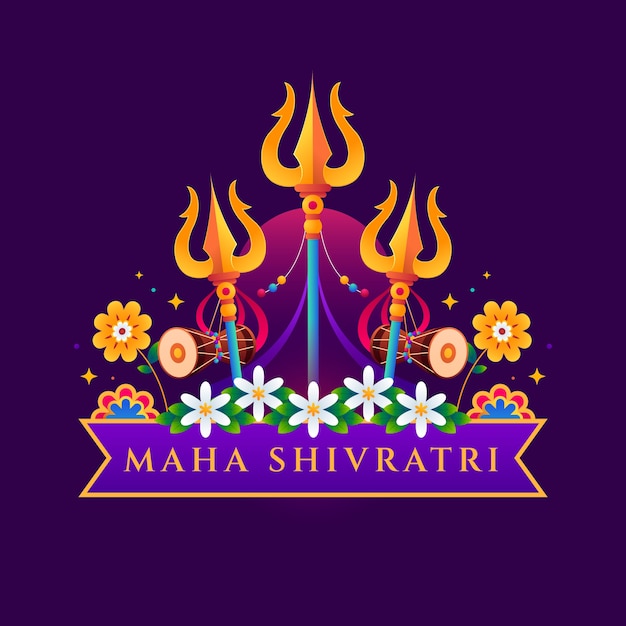 Vettore gratuito illustrazione di maha shivratri gradiente.