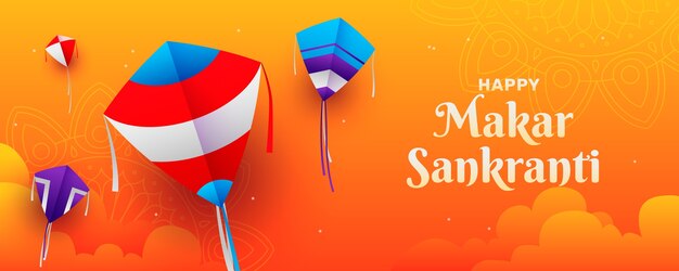 Gradient makar sankranti horizontal banner