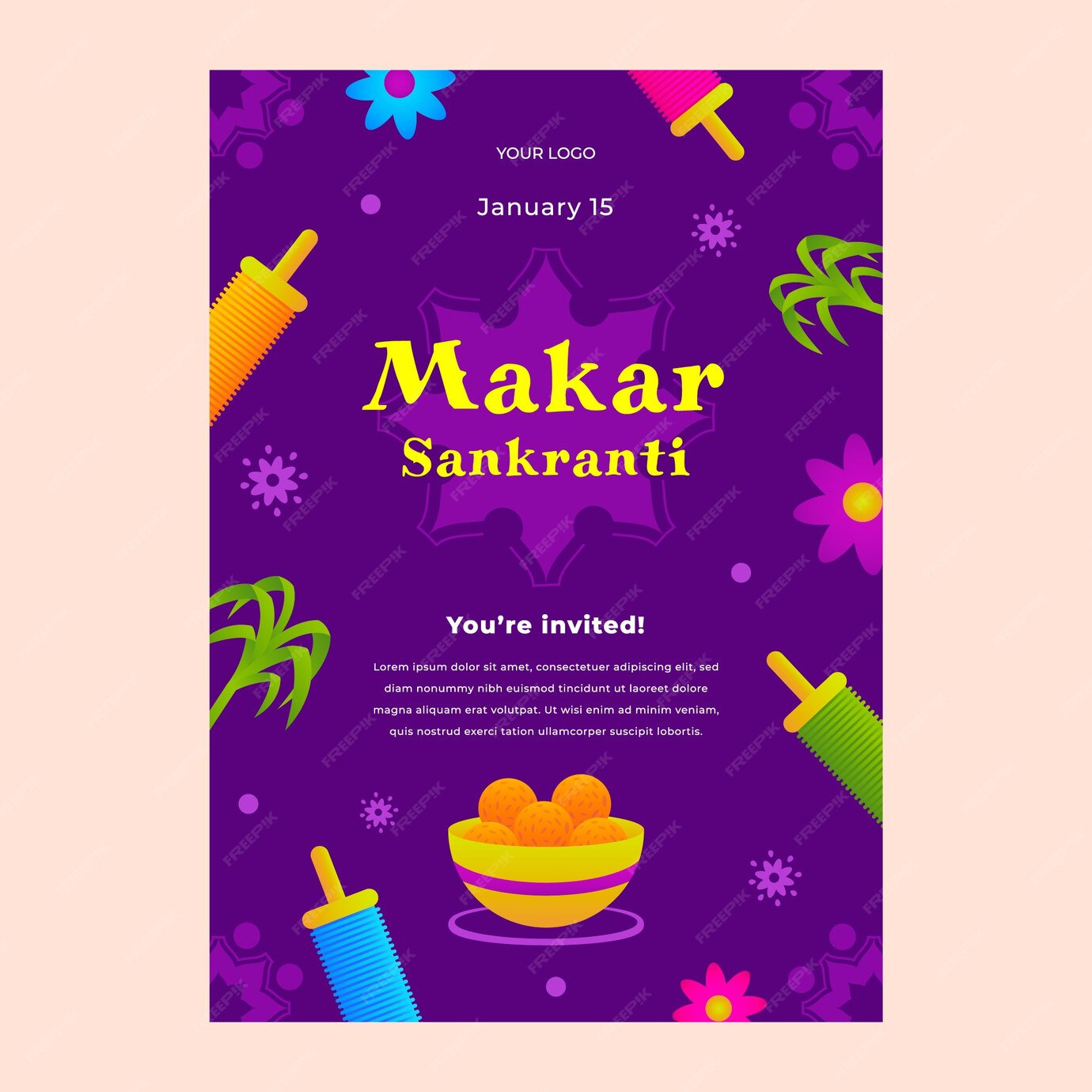Free Vector Gradient makar sankranti invitation template Free Vector Gradient makar sankranti invitation template