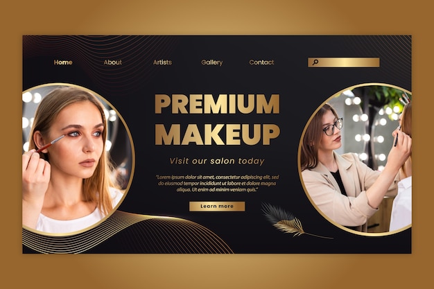 Free vector gradient makeup artist landing page template