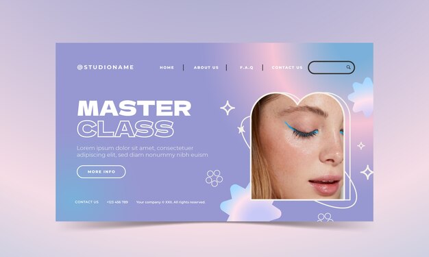 Gradient makeup artist landing page template