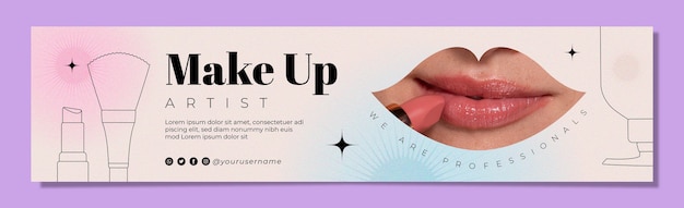 Gradient makeup artist linkedin banner template