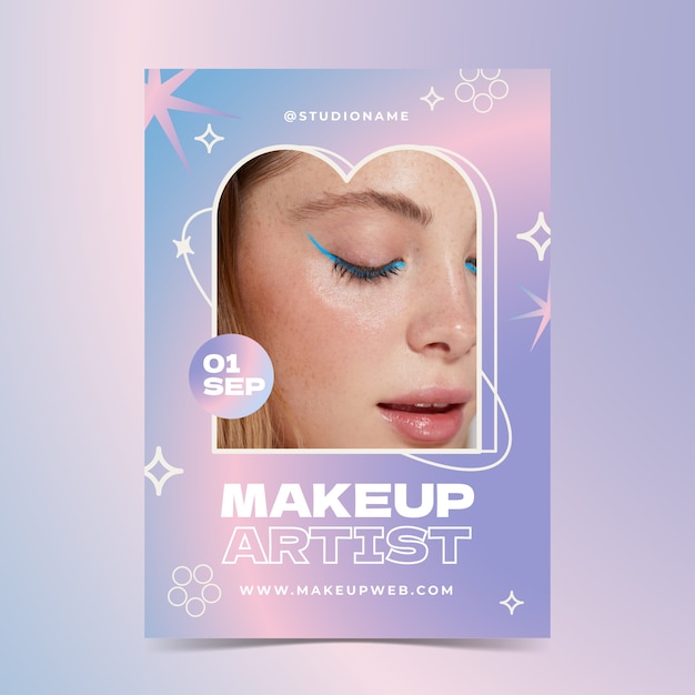 Free vector gradient makeup artist poster template