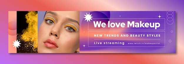 Gradient makeup artist twitch banner