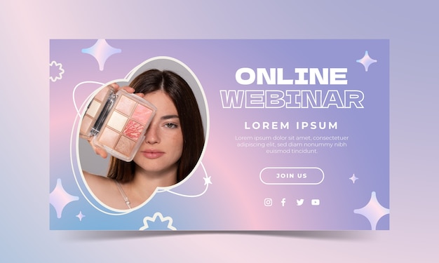 Free vector gradient makeup artist webinar template