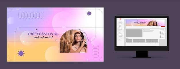 無料ベクター グラデーションメイクアップアーティストyoutubeチャンネルアート