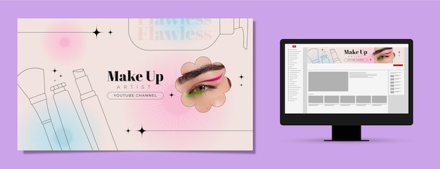 無料ベクター グラデーションメイクアップアーティストyoutubeチャンネルアート
