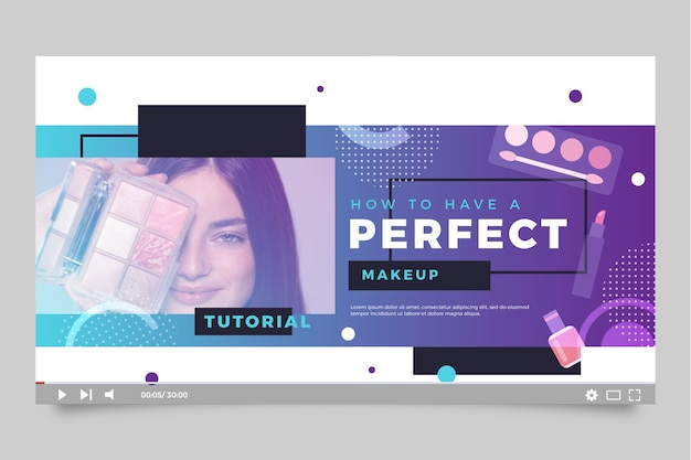 Free vector gradient makeup artist youtube thumbnail template