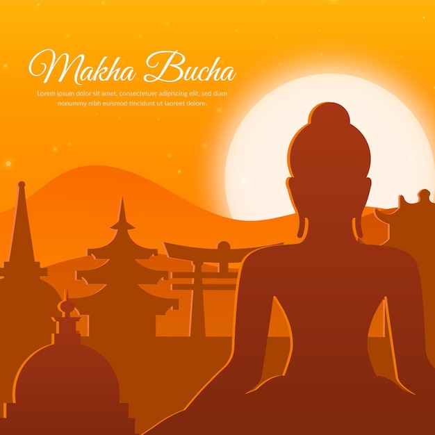 Gradient makha bucha day illustration