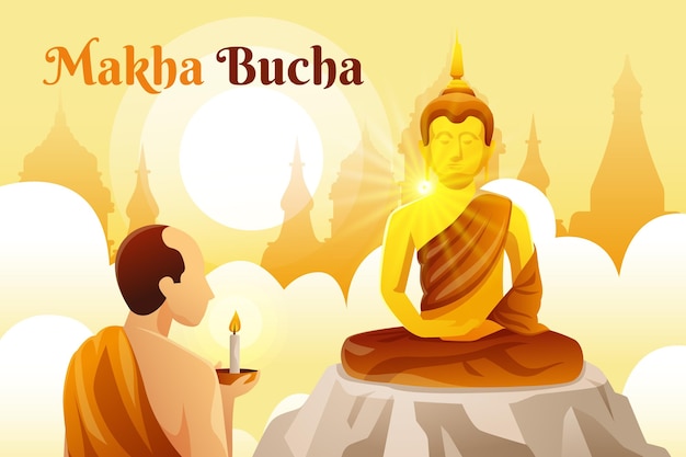 Vettore gratuito gradiente makha bucha day