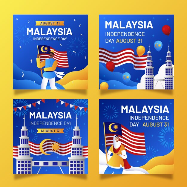 Gradient malaysia independence day instagram posts collection