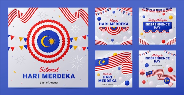Gradient  malaysia independence day instagram posts collection