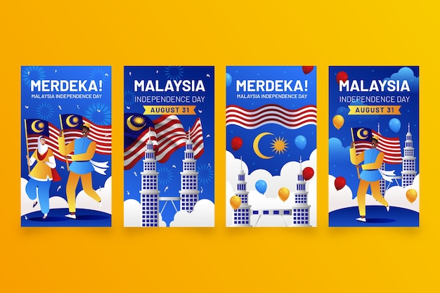 グラデーションマレーシア独立記念日Instagramストーリーコレクション