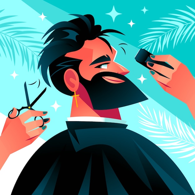 Free vector gradient male grooming illustration