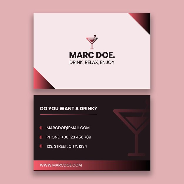gradient marc doe bartender business card