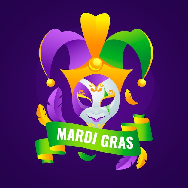 Free vector gradient mardi gras fest text illustration